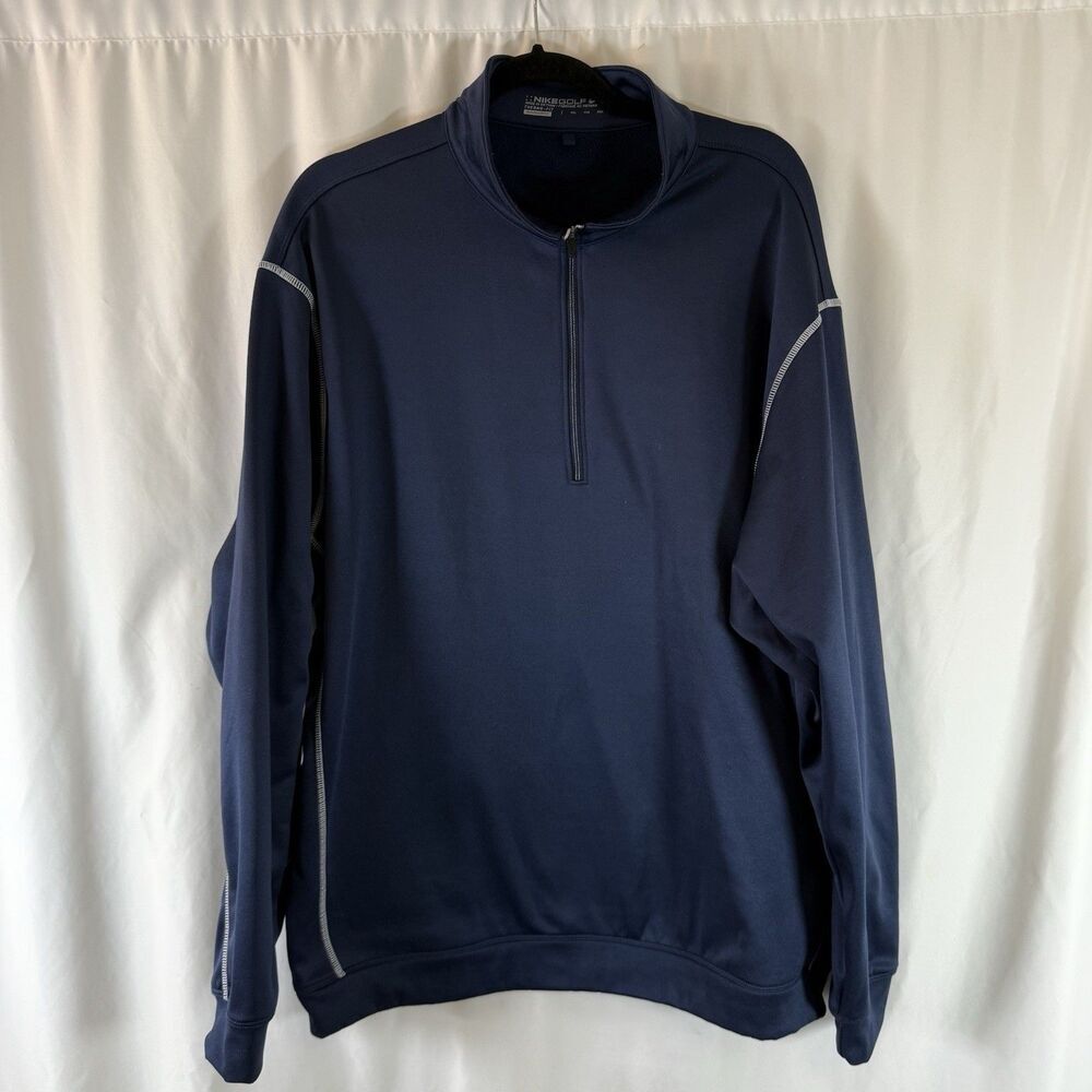 Nike Golf Sweater Men's XXL Blue 1/4 Zip Therma Fit Embroidered Logo